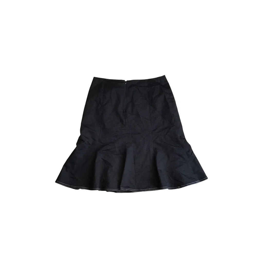 Petite Sophisticate Women's Black Contrast Stitch Fit and Flare Midi Skirt Sz 8